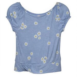 Levi’s Girls Daisy Print Top 6X NWT Blue Ribbed Floral Summer Tee